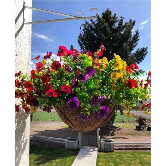 Artificial Hanging Daisy Flowers Basket Faux Fall Porch Outdoor Decor UV Safe - Picture 8 of 8